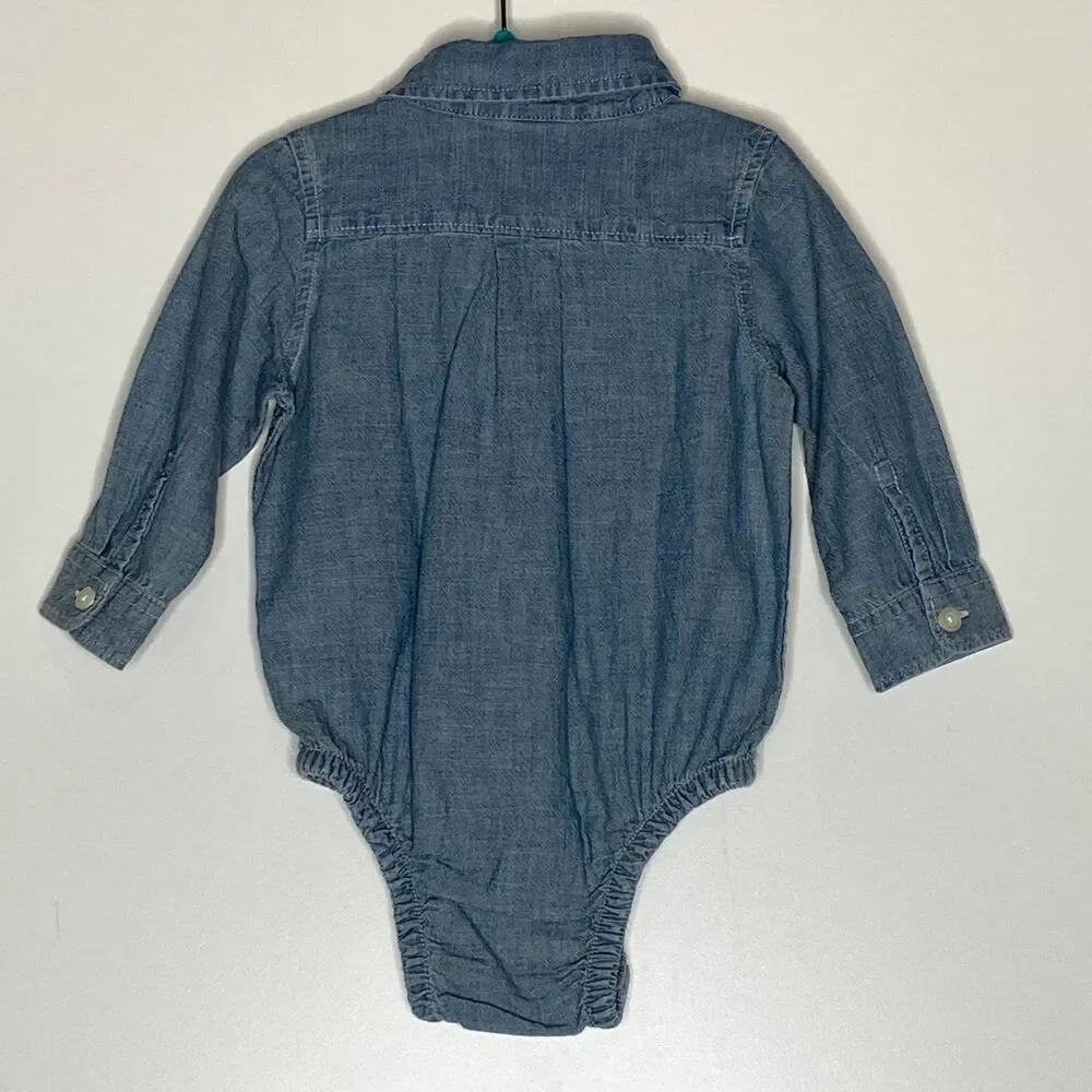 New Gap Chambray Bodysuit Toddler Baby Boys Size 12-18 Months